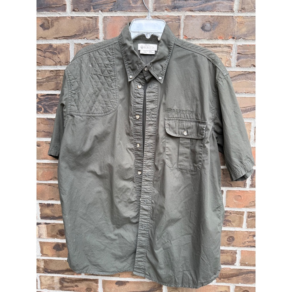 Beretta Mens TM Tech Shooting Shirt Olive Quilted Shoulder Vented Back Large